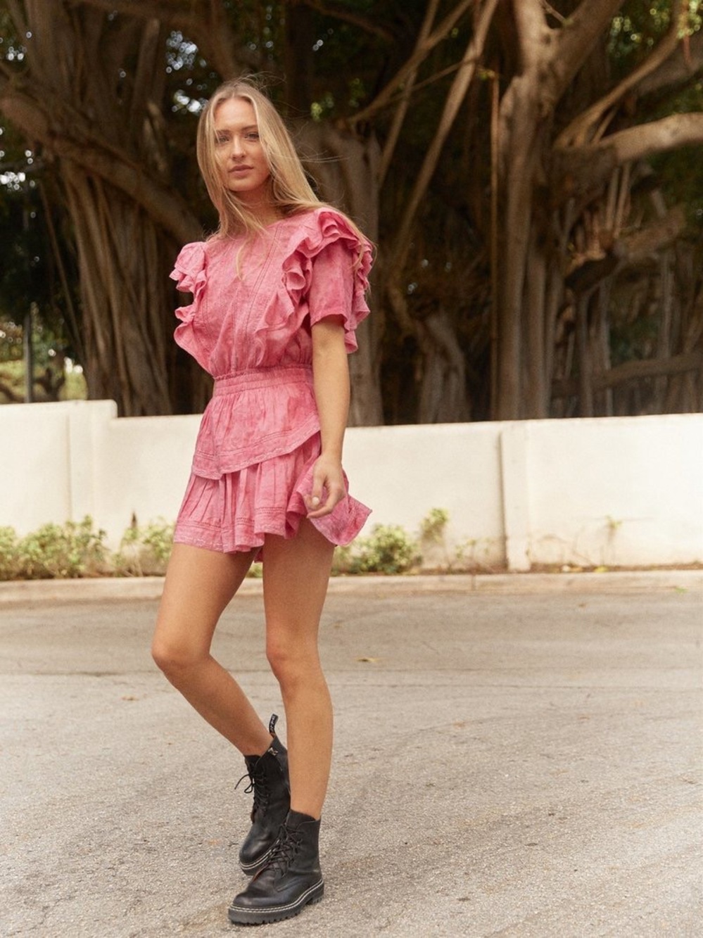 NWT LoveShackFancy Natasha Dress in Vivid Pink